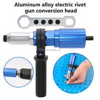 Kit Adaptador para Taladro Remachador, Convertidor de Remachadora de Aluminio Azul con 4 Boquillas de 2.4-4.8mm, Herramienta Inalámbrica para Remachado Ciego