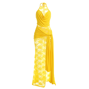 Vestido de Fiesta Viviblook D26DS201 para Mujer, Sexy, Sin Mangas, Color Sólido, con Encaje, Cuello Halter, Transparente - Product Image 5