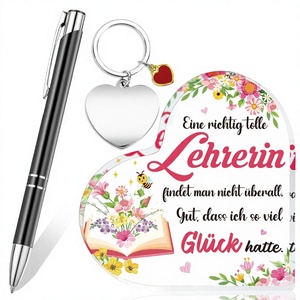 Regalo de Despedida para Maestros HOWAF, Letreros de Puerta en Forma de Corazón con Tema Floral Impresos con UV en Acero Inoxidable, Lápiz y Llavero de Agradecimiento - Product Image 4