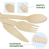 Vaisselle en bois biodégradable écologique portable, fourchette, cuillère, couteau jetables, couverts en bois pour les voyages et le camping