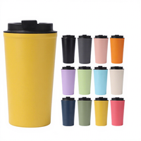 Vente en gros de gobelets 12 oz 17 oz tasse à café isolée à double paroi avec revêtement en poudre tasse de voyage en acier inoxydable avec logo personnalisé
