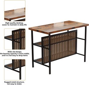 Mesa de Desayuno Industrial de Madera SENYU con 2 Taburetes, Isla de Cocina con Estante de Almacenamiento, Acabado Antiguo, Diseño Multifuncional - Product Image 5