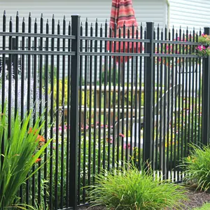 Grosir Pabrik pagar alumunium modern untuk dinding taman luar ruangan tombak kustom pagar atas