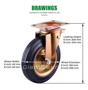 Günstiger Fabrik preis 6 Zoll 8 Zoll Hochleistungs-Industrie-Eisenkern-Schwenkgummi-Müllwagen-Nachlauf - Product Image 2