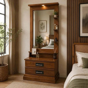 High Quality Classic Solid Wood Makeup Vanity Wooden <b>Dressing</b> <b>Table</b> <b>with</b> Mirror Bedroom <b>Storage</b> Vanity Desk Freestanding - Product Image 5