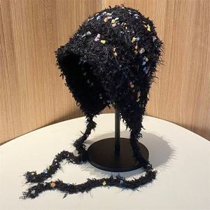 Gradiente de pelúcia japonês malha gorro para as mulheres estilo coreano longa trança bonito casual rosto pequeno quente orelha proteção chapéu outono - Product Image 5