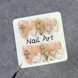 Ensemble d'accessoires de beauté faits à la main de 10 pièces en ABS souple de haute qualité, faux <span class=keywords><strong>ongles</strong></span> sculptés en amande modèle français, faux <span class=keywords><strong>ongles</strong></span> faits à la main - Product Image 4