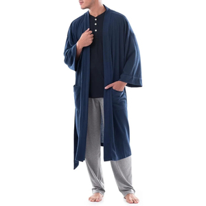 Peignoir en coton/fibre de bambou thermique sur mesure, logo personnalisé, imperméable, respirant, séchage rapide, peignoirs longs pour hommes - Product Image 1