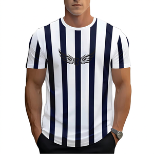 Maillot pour homme blanc et bleu marine, imprimé par sublimation, col rond, manches courtes, respirant, en polyester, coupe classique, vêtements pour adultes - Product Image 1