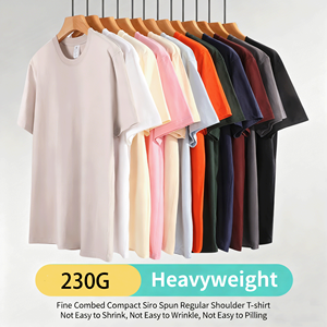 เสื้อยืดคอกลมแขนสั้นทรงปกติ น้ำหนัก 230 กรัม สไตล์ใหม่ประจำฤดูร้อน สำหรับผู้ชายและผู้หญิง สีพื้น  รับสกรีนโลโก้ตามแบบ ขายส่ง - Product Image 2