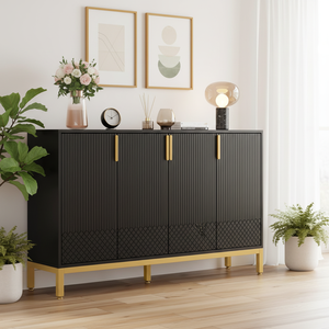 Armoire de rangement moderne, <span class=keywords><strong>console</strong></span> en <span class=keywords><strong>bois</strong></span>, buffet avec 4 portes, meuble d'entrée - Product Image 1