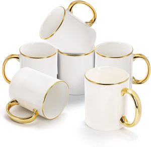 Taza <span class=keywords><strong>de</strong></span> Sublimación Blanca <span class=keywords><strong>de</strong></span> 11 oz con Borde y Asa Dorados, Taza <span class=keywords><strong>de</strong></span> Café <span class=keywords><strong>de</strong></span> Cerámica Personalizada - Product Image 1