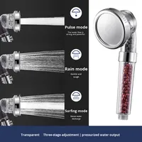 Pommeau de douche mural transparent à trois étages avec filtre, pour salle de bain, à pression accrue, vente en gros