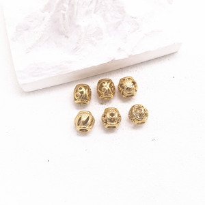 yunnique Cuentas espaciadoras de acero inoxidable dorado, diseño cilíndrico de corazón y copo de nieve para hacer pulseras, 8 mm, GZY-PJ18 - Product Image 5