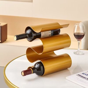 Porte-vin moderne en acier, capacité 4 bouteilles, design minimaliste, rangement de table, rangées de présentation - Product Image 3