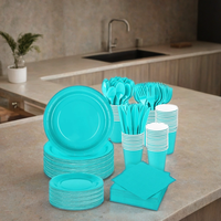 Lot de vaisselle jetable unie pour fêtes, comprenant assiettes, gobelets et serviettes en papier, fournitures de fête