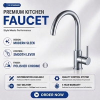 Robinet de cuisine Momali à poignée unique chromé, à montage sur plan, avec réglage libre de l'eau chaude et froide pour évier de cuisine