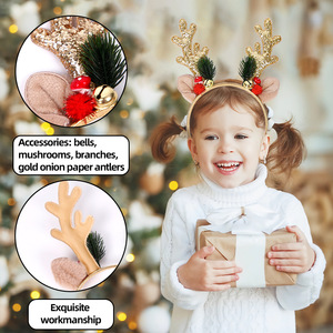 2024 New Christmas Decorations Classic Gifts Handicrafts Suppliers Children Adults Wear Deer Antler Sequin Bell <b>Headband</b> - Product Image 3