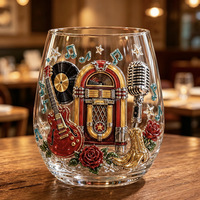 Verre à bière rétro style cowboy western avec motif 3D en relief guitare et papillon, verrerie vintage thème musique country, verre en forme de botte