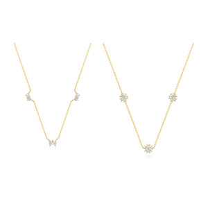 Colliers pendentifs CANNER en argent sterling S925 avec zircon, motifs géométriques, papillon, cœur, nœud et fleur, pour femmes, style simple - Product Image 1