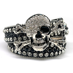 Cinturón de Lujo con Calaveras y Pedrería para Hombre y Mujer, Estilo Y2K Gótico Punk, Cinturón de Cuero PU con Calaveras y Cristales, Cinturón Brillante con Diamantes - Product Image 5