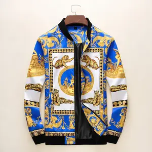 Autumn Winter Leopard Jacket Rib Sleeve Fashion Designer High Quality Mens Jacket