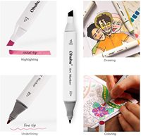 Ohuhu 120 couleurs + 1 mélangeur, marqueurs à alcool pour l'art, marqueurs à double pointe à base d'alcool, ensemble de marqueurs de coloriage pour enfants et adultes