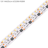 Bande LED RGBW adressable UCS2904, haute densité, haute luminosité, 144 LED/m, DC12V/24V, lumière pixel programmable pour éclairages de scène
