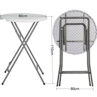 Table pliante ronde en plastique blanc granit de 32 pouces, hauteur de bar