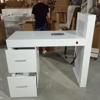 Hot LED Lumières Siège Unique Table À Ongles Moderne Blanc Couleur Tiroir Ongles Table Salon Manucure Meubles À Vendre