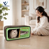Mobilier d'intérieur pour animaux de compagnie : Maison-griffoir pour chat en carton, type grotte, avec lit fermé et tunnel, vente en gros