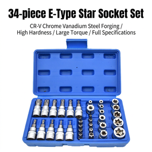 Juego de llaves de vaso de 34 piezas, juego de herramientas de reparación automotriz con accionamiento hexagonal Torx de 1/4 pulgadas, cromado, Dropshipping - Product Image 2
