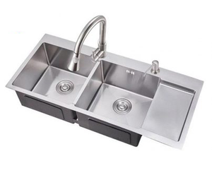 Égouttoir d'évier de cuisine à bol unique en acier inoxydable 304 fait à la main et conception à 2 trous - Product Image 2