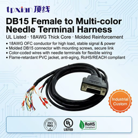 Cable D-SUB DB15 hembra a cable de alambre desnudo multicolor 18AWG personalizado de fábrica para PLC, controlador servo CNC y equipos de prueba