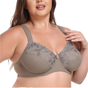 Profesyonel özelleştirilmiş kadın dantel sutyen tam fincan ultra-ince olmayan yastıklı tam kapsama artı boyutu nefes çiçek balenli sutyen - Product Image 1