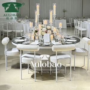 Mesas y sillas circulares de metal blanco para banquetes a precio económico. - Product Image 5