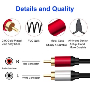 Wholesale Customization Gold Plated Connector 2RCA <strong>2</strong> <strong>RCA</strong> Male to 2RCA <strong>2</strong> <strong>RCA</strong> Male Stereo <strong>Audio</strong> Cable 1M 1.5M 2M 3M 5M 10M 15M 20M - Product Image 4