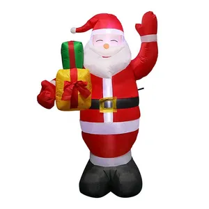 Ange Inflatable Christmas Santa LED Lamp Inflatable Decor Yard Blow up Santa Claus With Gift