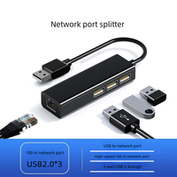 Precio más bajo 4 en 1 Tarjeta de red de computadora USB C Tipo C a LAN RJ45 Ethernet 100M adaptador con 3 puertos USB HUB