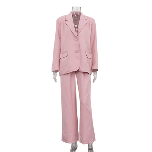 Fabbrica di qualità personalizzata 2025 autunno <span class=keywords><strong>rosa</strong></span> formale da donna abiti da donna elasticizzati in vita <span class=keywords><strong>pantaloni</strong></span> <span class=keywords><strong>pantaloni</strong></span> e Blazer da donna - Product Image 4