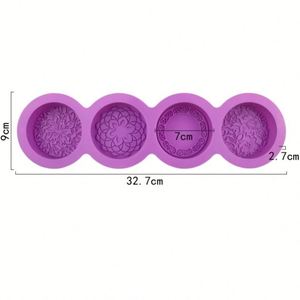 Moule en silicone écologique à 4 cavités rondes avec formes religieuses pour la fabrication de savons, bougies et résines OEM/ODM - Product Image 2