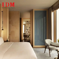 Ensemble de meubles de chambre d'hôtel de luxe moderne IDM, lit king size en chêne massif, table de chevet, armoire, écologique, appartement 5 étoiles