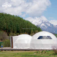 Tente de glamping avec 2 dômes connectés de 6 m/7 m/8 m, suite, chambre à coucher, Airbnb, maison, forêt, hébergement en camping