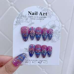 <span class=keywords><strong>Uñas</strong></span> <span class=keywords><strong>Postizas</strong></span> Francesas Hechas a Mano, Reutilizables, <span class=keywords><strong>Uñas</strong></span> Artificiales al por Mayor con Caja de Empaque - Product Image 4