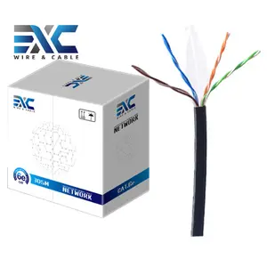 EXC CAT6 kabel 305M kotak dalam ruangan 4 pasang kabel patch konduktor tembaga telanjang CE ROHS kabel asal produsen CAT6