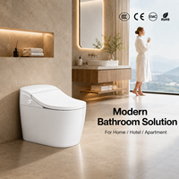Nouveau style de toilette intelligente avec bidet intégré, en céramique monobloc, siphon en P, double chasse, télécommande, chasse automatique à capteur