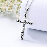 Collier Croix Chrétienne Catholique Orthodoxe Jésus en Argent Sterling 925 de Haute Qualité pour Homme avec Chaîne Câble – Idéal pour Fêtes et Anniversaires