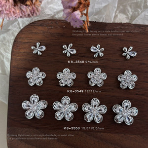 Adornos de Uñas 3D con Flores Plateadas Electrochapadas, Diamantes Grandes de Cinco Pétalos, Zirconia, Joyería, Accesorio para Uso Diario 2025 - Product Image 3