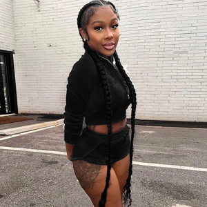 Custom <strong>Loose</strong> Gym Workout Brand Short Sleeve Shorts Sports Two-piece Crop Top and Running Two Piece Set <strong>Women</strong> <strong>Clothing</strong> Shorts - Product Image 2