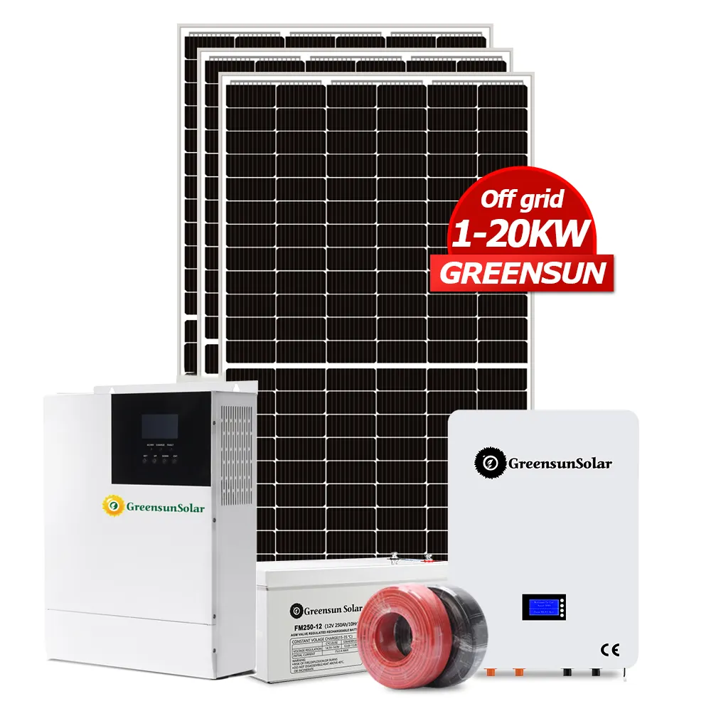 Kit Panel surya, Kit lengkap dengan baterai dan Inverter Set PV 1KW 2KW 3KW 5kW 6KW 10KW 15kW